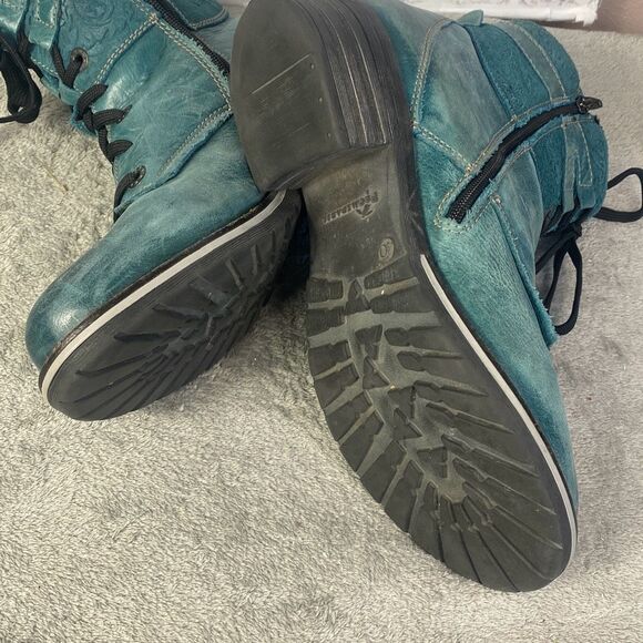 Dromedaris Kara Print Leather Boot in Teal Size 40/9.5 - Picture 8 of 10
